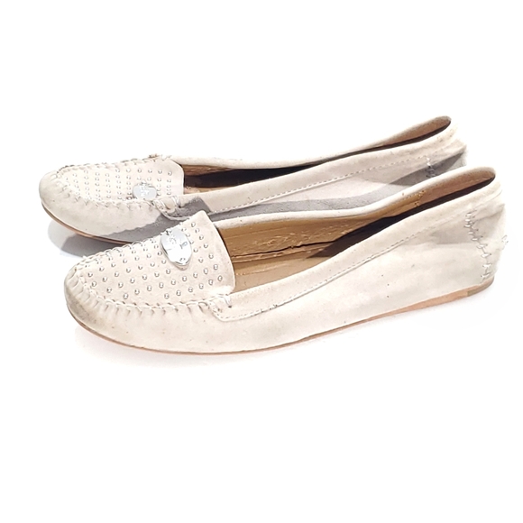 Coach Suede Leather Moccasin Loafers Driving Flats Studded Slip-on - Picture 1 of 8